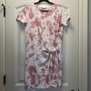 Jane and Delancey Women’s Short Sleeve Tie Waist Tie-Dye Dress Size M Pink White
